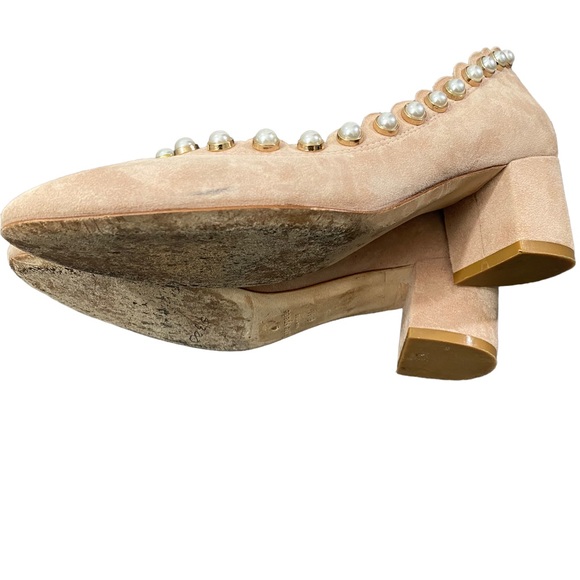 KATE SPADE New York Maeve Blush Pink Suede Pearl Studded Block Heel Pumps - Picture 5 of 6